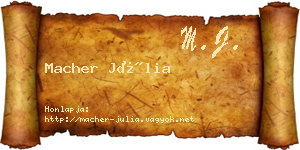 Macher Júlia névjegykártya